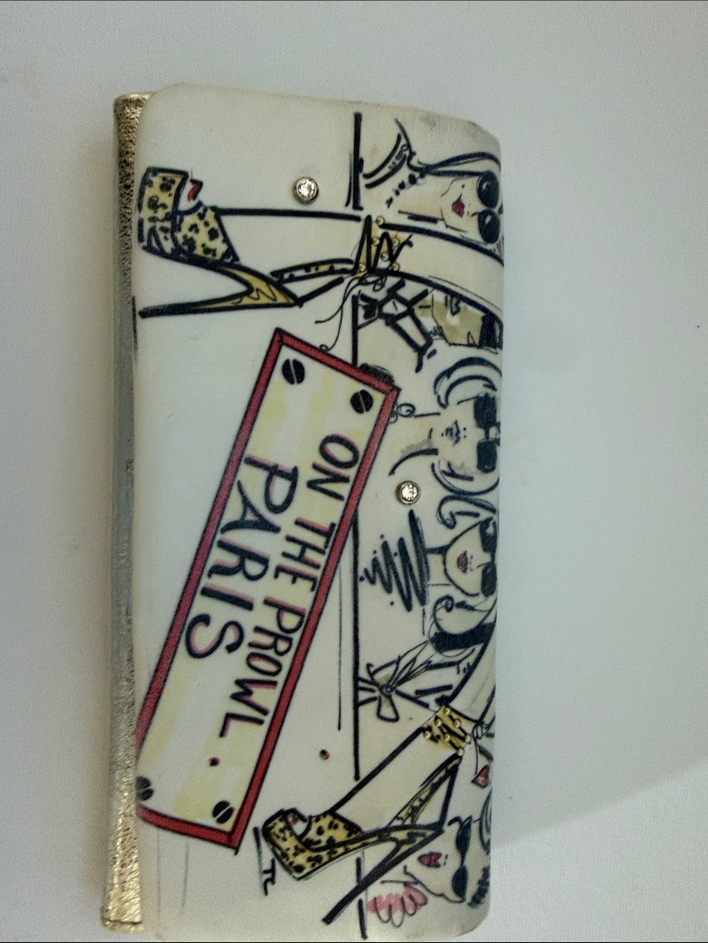 Brighton White 'On the Prowl Paris' Printed Wallet with Gold Trim